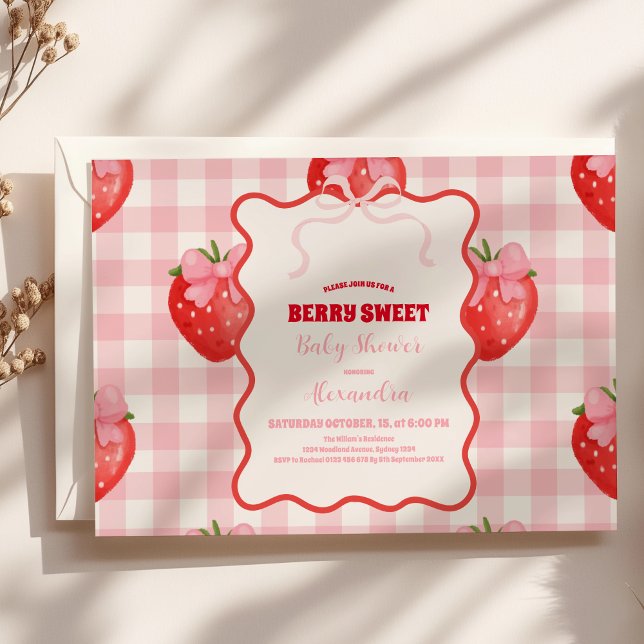 Convite Chá de fraldas de coquete rosa Berry Sweet (Criador carregado)