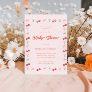 Convite Chá de fraldas de coquete rosa Berry Sweet