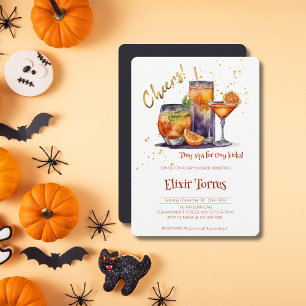 Convite Chá de fraldas de coquetéis do Halloween