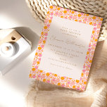 Convite Chá de fraldas de cor laranja-rosa cor-de-rosa-boh<br><div class="desc">Convite para Chá de fraldas Floral Cor de Laranja Cor-de-Rosa Boho</div>