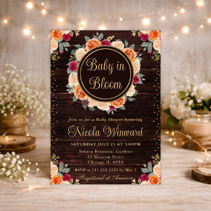 Convite Chá de fraldas de coroa vermelha e laranja