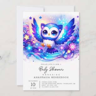 Convite Chá de fraldas De Coruja Branca Encantada