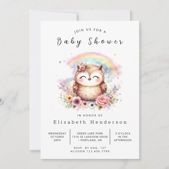 Convite Chá de fraldas de Coruja Digital Natureza (Frente)