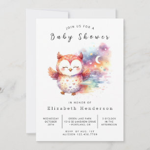 Convite Chá de fraldas de Coruja Personalizada Boho