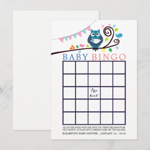 Convite Chá de fraldas de Coruja Whimsical Bingo
