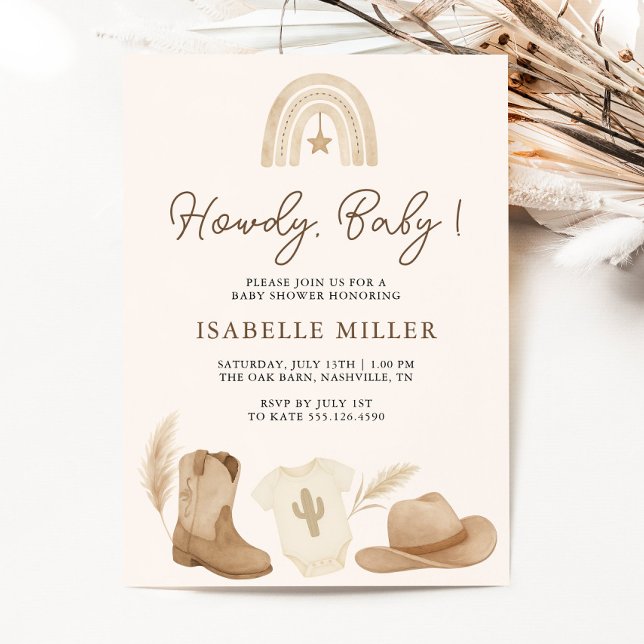 Convite Chá de fraldas de cowboy pequeno (Little Cowboy Baby Shower Invitation)