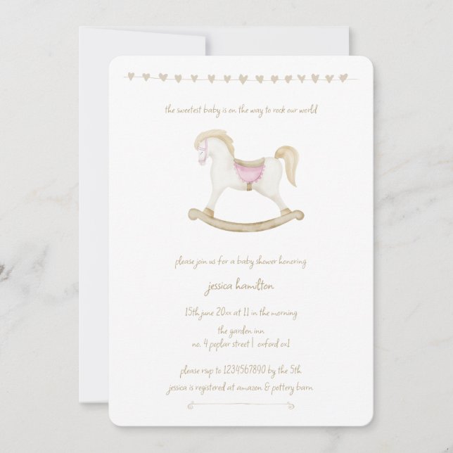 Convite Chá de fraldas de cowboy rosa-boho-picante (Frente)