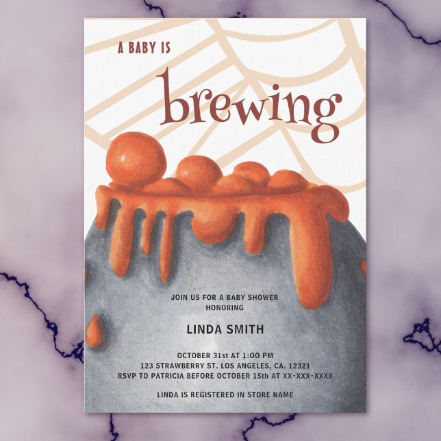 Convite Chá de fraldas De Criação De Bebê De Bruxa Laranja (Criador carregado)