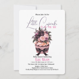 Convite Chá de fraldas de cupcake de aquarela moderna3