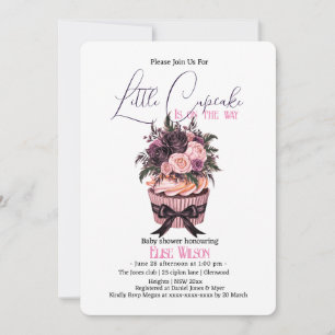 Convite Chá de fraldas de cupcake de aquarela moderna3
