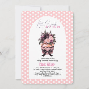 Convite Chá de fraldas de cupcake de aquarela moderna5