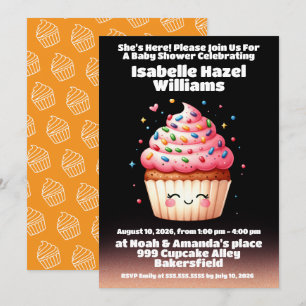 Convite Chá de fraldas de Cupcake de Lâminas