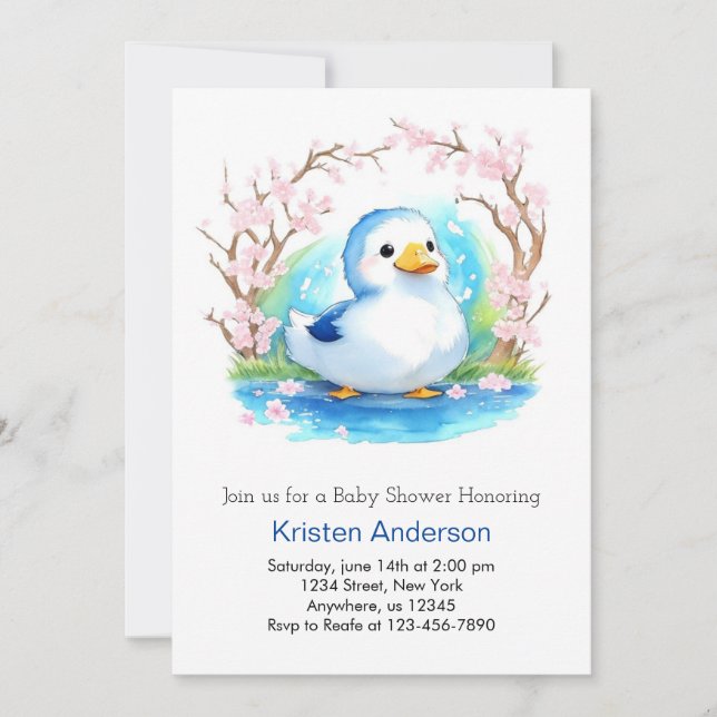 Convite Chá de fraldas de Cute Meadow Boy Duckcolor (Frente)