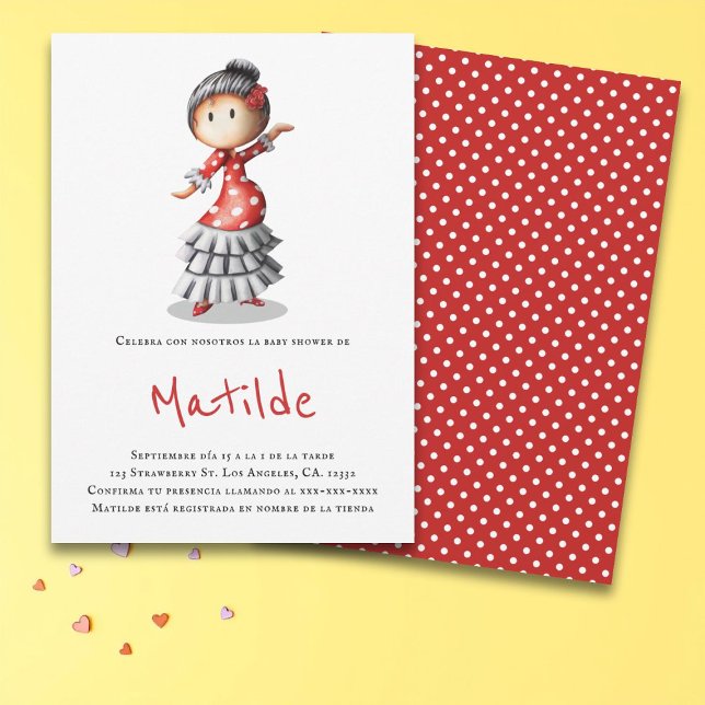 Convite Chá de fraldas de Dançarino Sevillana Flamenco (Criador carregado)