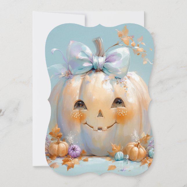 Convite Chá de fraldas de Dia das Bruxas da Abóbora Bonita (Verso)