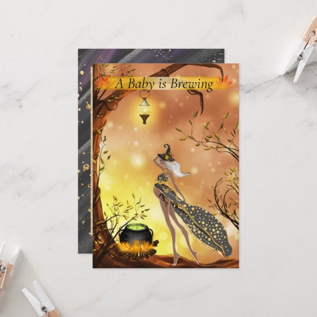 Convite Chá de fraldas de Dia das Bruxas da América Africa (Frente/Verso In Situ)