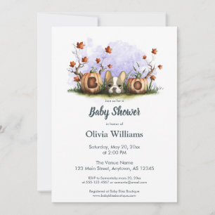 Convite Chá de fraldas de Dia das Bruxas de Cachorro Franc