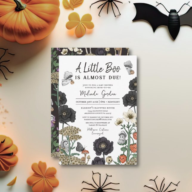 Convite Chá de fraldas de Dia das Bruxas de Fantasmas de C (A Little Boo is Almost Due Halloween Baby Shower Invitations)