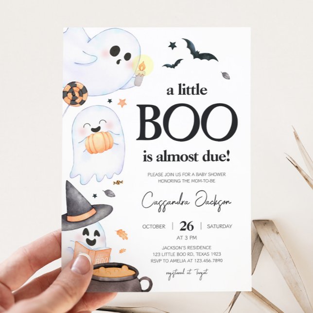 Convite Chá de fraldas de Dia das Bruxas de Orange Little  (Orange Little Boo Baby Shower Invitation )