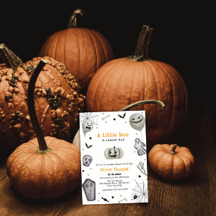 Convite Chá de fraldas de Dia das Bruxas Ghost Ghost Peque