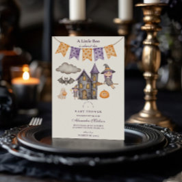 Convite Chá de fraldas de Dia das Bruxas Púrpura