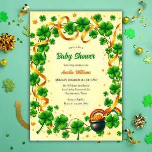 Convite Chá de fraldas de Dia de São Patrício de Shamrock 