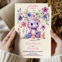 Chá de fraldas de Dino Menino Flor Rosa