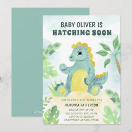 Convite Chá de fraldas De Dinossauro Cute Rapte Em Breve
