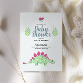 Convite Chá de fraldas de Dinossauro da Selva Azul e Cura 