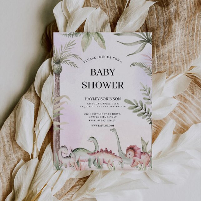 Convite Chá de fraldas de Dinossauro de Casamento (Wedding Dinosaur Baby Shower Invitation)