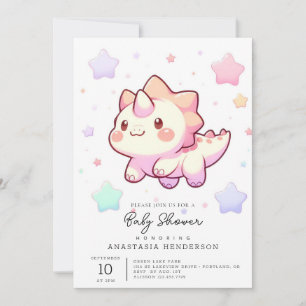 Convite Chá de fraldas de Dinossauro Moderno Elegante