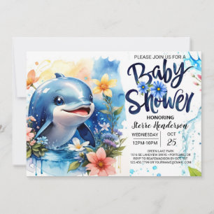 Convite Chá de fraldas de Dolphin Boy editável