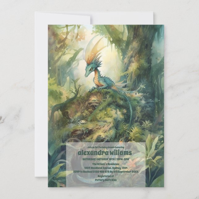 Convite Chá de fraldas de Dragão Místico Magístico (Frente)