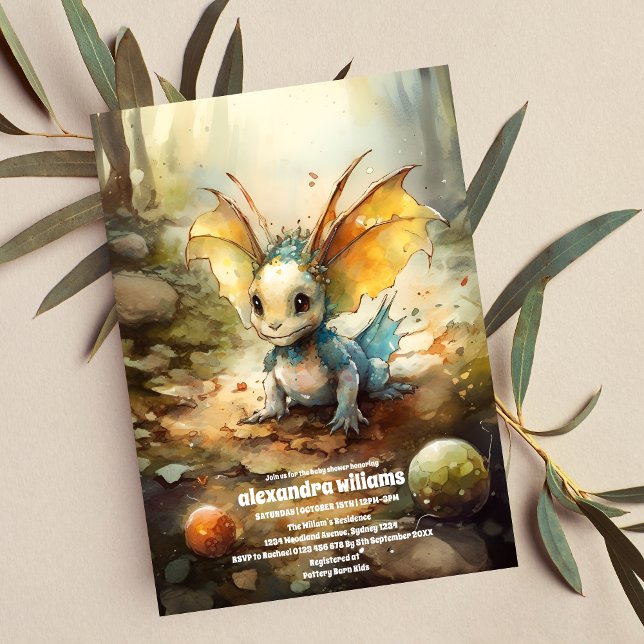 Convite Chá de fraldas de Dragão Místico Magístico (Criador carregado)