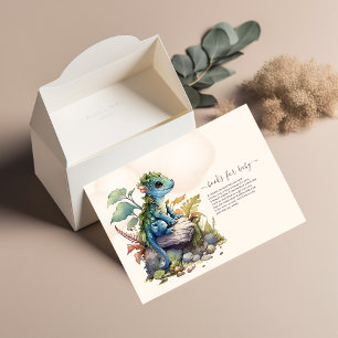 Convite Chá de fraldas de Dragão Teal Azul Whimsical