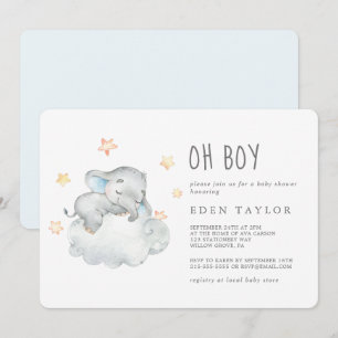 Convite Chá de fraldas de Elefante Adormecido