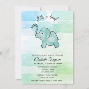 Convite chá de fraldas de elefante agudo e colorido