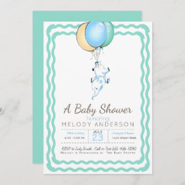 Convite Chá de fraldas de Elefante Azul e Balões