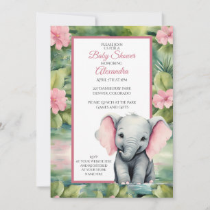 Convite Chá de fraldas de Elefante Bonito