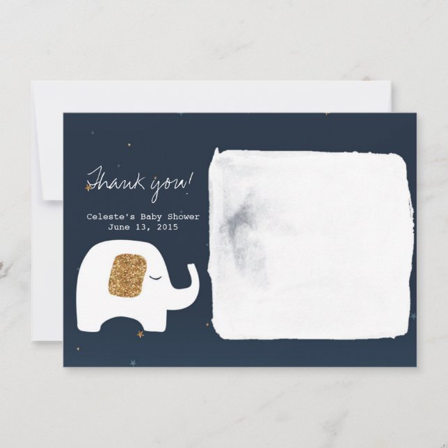 Convite Chá de fraldas De Elefante De Pequena Estrela Bril (Frente)