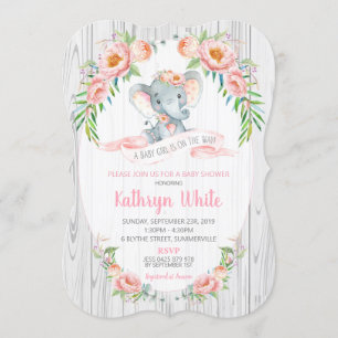 Convite Chá de fraldas de Elefante Floral Boho