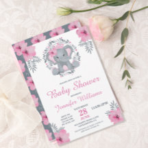 Chá de fraldas de Elefante Floral Rosa Selvagem Sa