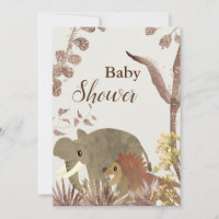 Chá de fraldas De Elefante, Leão E Arte Floral
