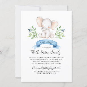 Convite Chá de fraldas De Elefante Para Bebês Por Correi