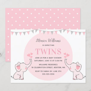Convite Chá de fraldas de Elefante Rosa  Chá de fraldas 