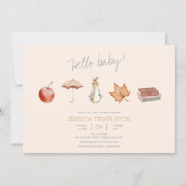 Convite Chá de fraldas de Elementos de Queda de Coelho