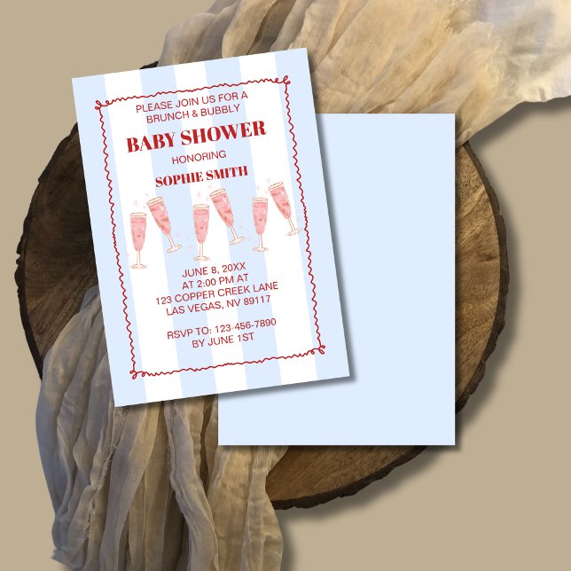 Convite Chá de fraldas de embutido e borda azul retroativa (Criador carregado)