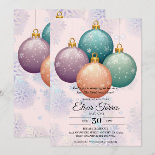 Convite Chá de fraldas de Enfeites de natal de Pastel mode