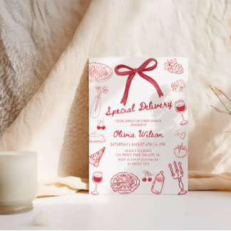 Convite Chá de fraldas de Entrega Especial - Partido Tema