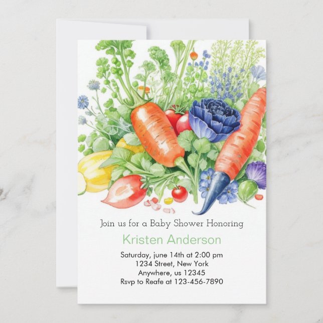 Convite Chá de fraldas de Ervilha cultivado localmente (Frente)